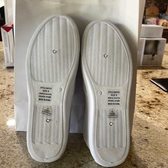 Custom, never worn. White slip on shoes with “Go Frogs!” in  glittered p… - Picture 2 of 5
